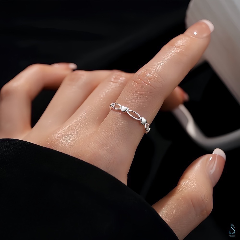 SUMMER 銀飾💫［999足銀］<微光心語> 純銀戒指 愛心戒指 純銀飾品-細節圖2