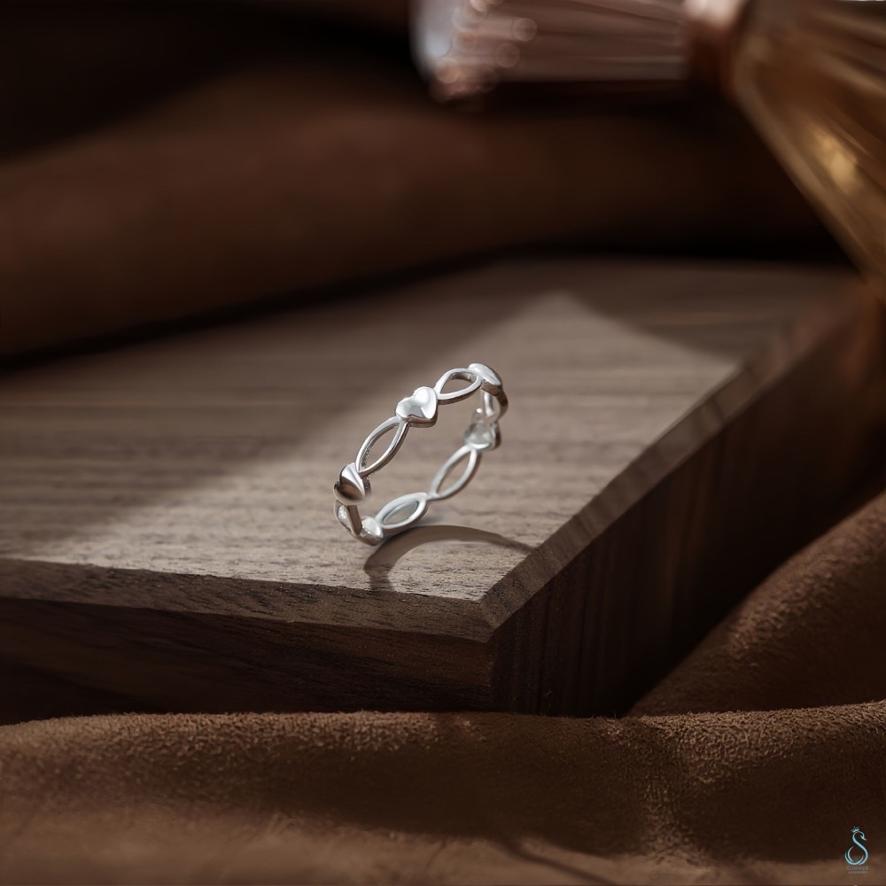 SUMMER 銀飾💫［999足銀］<微光心語> 純銀戒指 愛心戒指 純銀飾品-細節圖3
