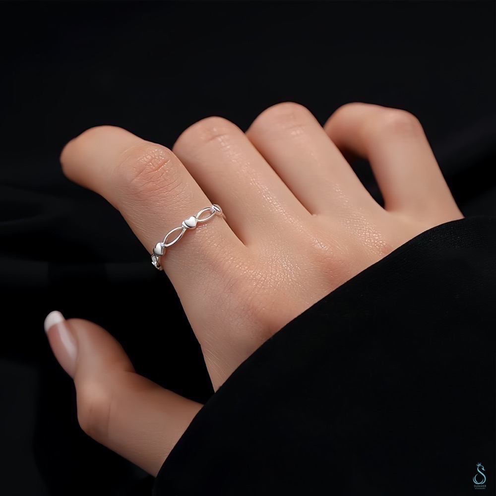 SUMMER 銀飾💫［999足銀］<微光心語> 純銀戒指 愛心戒指 純銀飾品-細節圖4