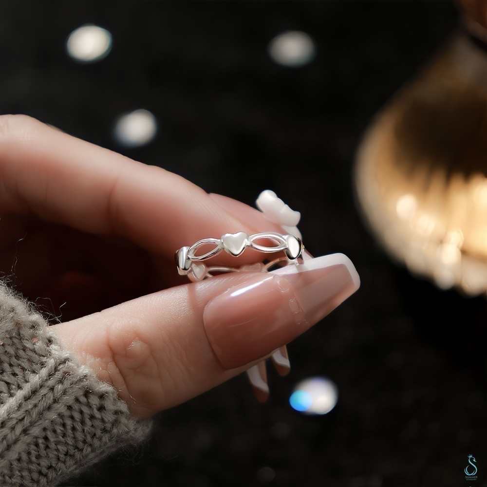 SUMMER 銀飾💫［999足銀］<微光心語> 純銀戒指 愛心戒指 純銀飾品-細節圖5
