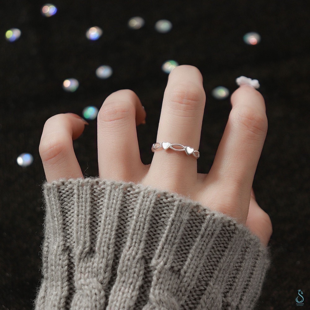 SUMMER 銀飾💫［999足銀］<微光心語> 純銀戒指 愛心戒指 純銀飾品-細節圖6