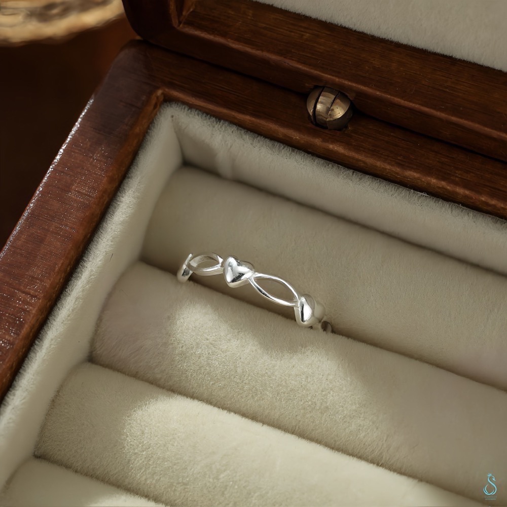 SUMMER 銀飾💫［999足銀］<微光心語> 純銀戒指 愛心戒指 純銀飾品-細節圖7