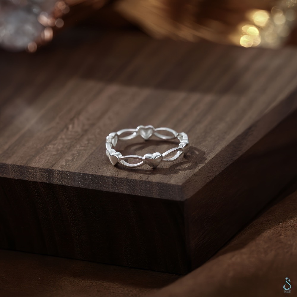 SUMMER 銀飾💫［999足銀］<微光心語> 純銀戒指 愛心戒指 純銀飾品-細節圖8