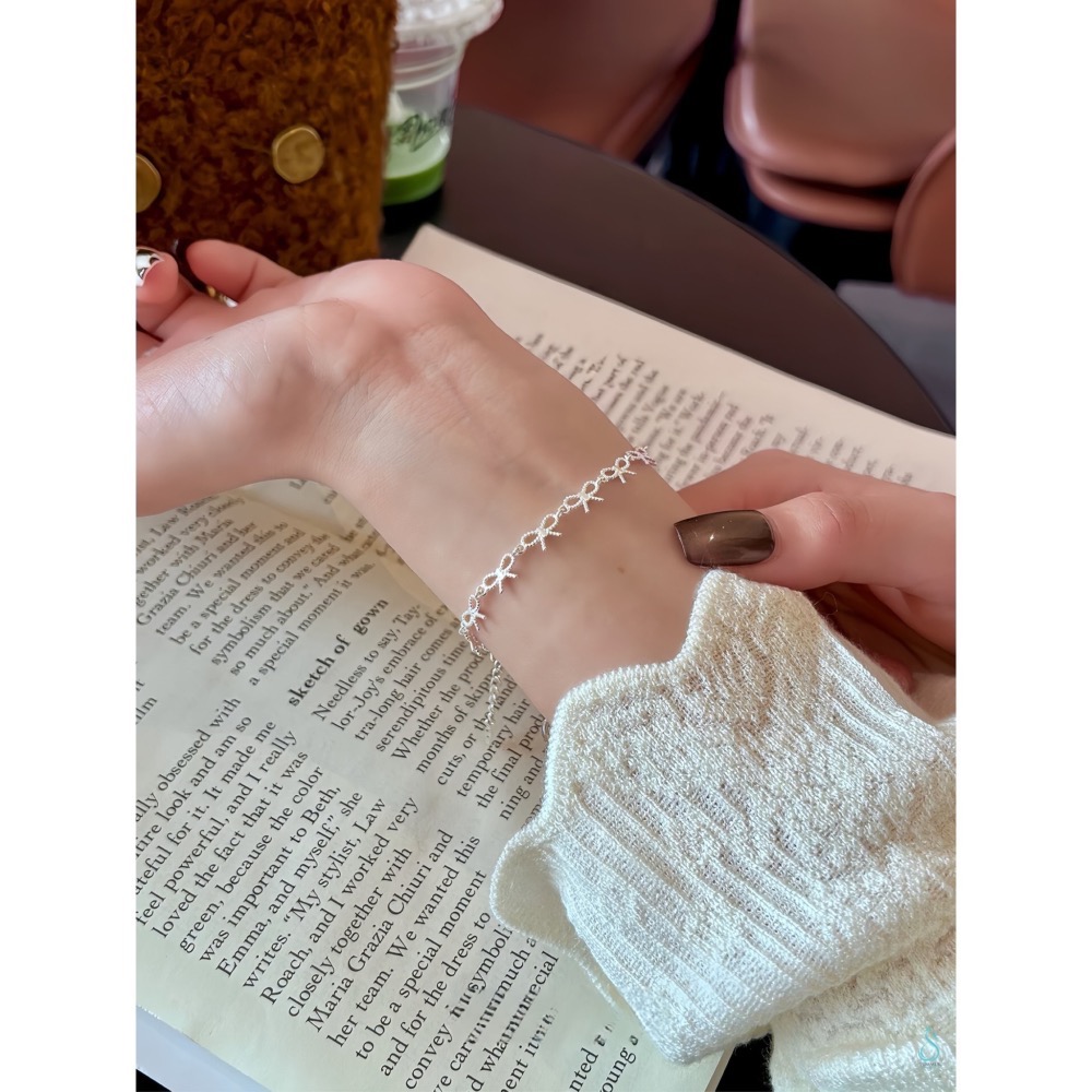 SUMMER韓 銀飾💫［925純銀］<小幸運>蝴蝶結手鏈 寓意「幸運與美好」純銀手鍊 純銀飾品-細節圖5