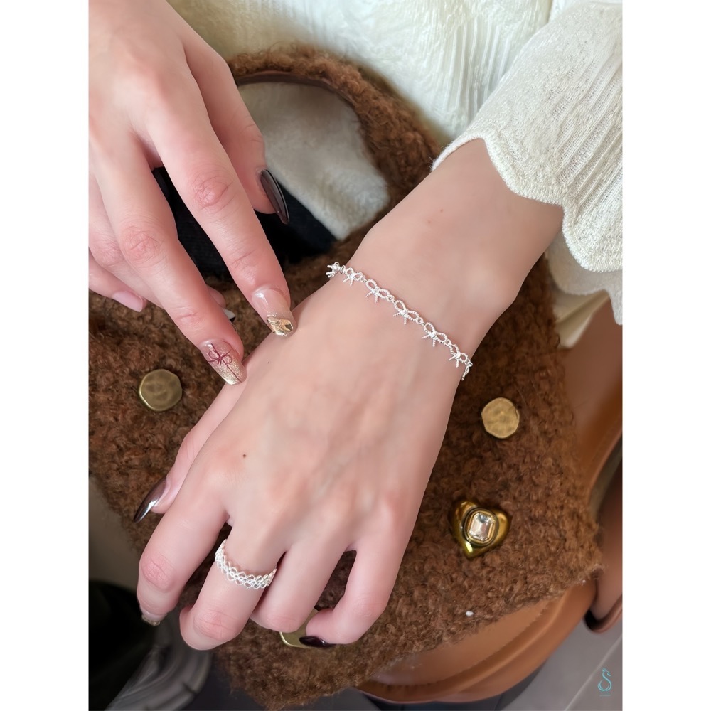 SUMMER韓 銀飾💫［925純銀］<小幸運>蝴蝶結手鏈 寓意「幸運與美好」純銀手鍊 純銀飾品-細節圖8