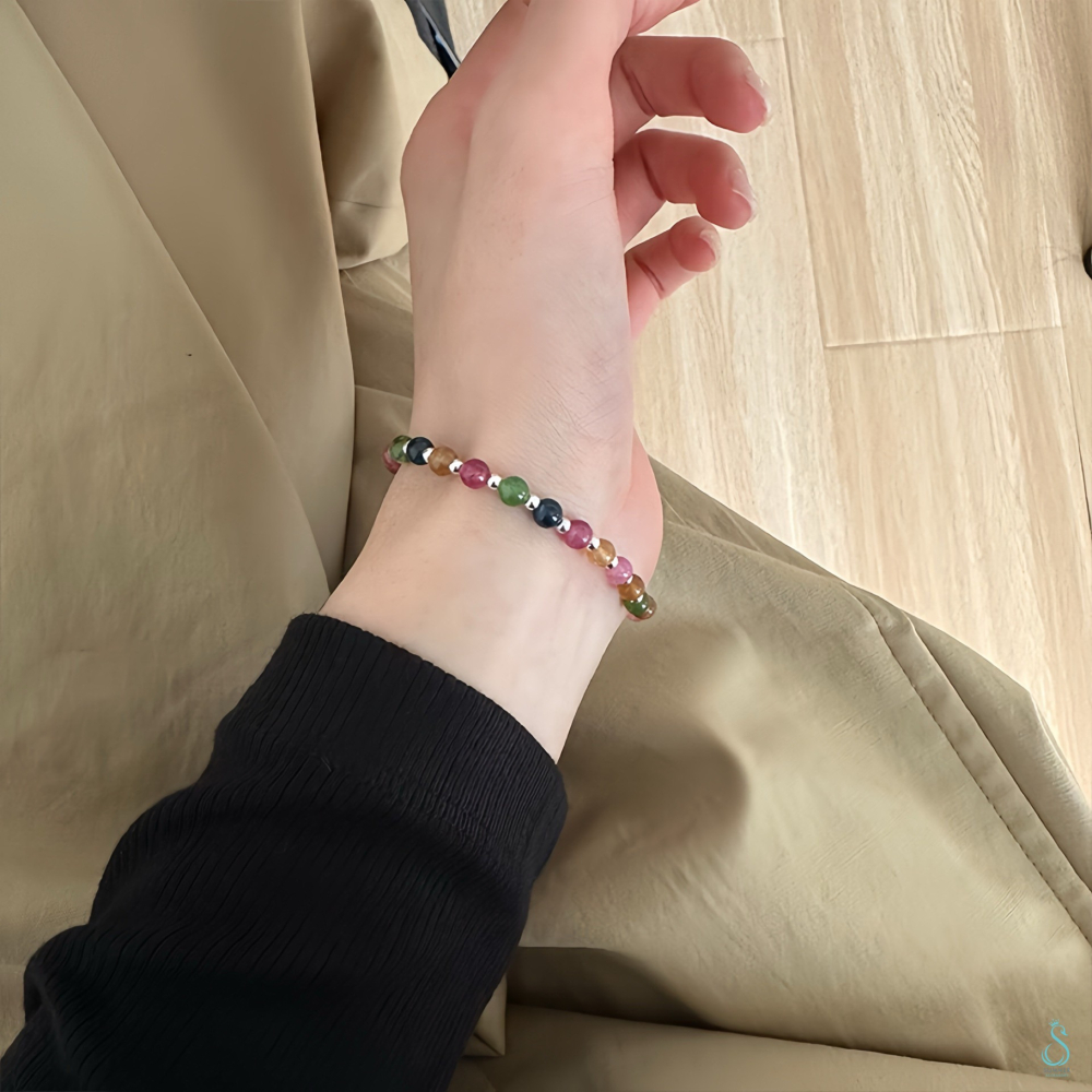 SUMMER 銀飾💫［925純銀］優化天然碧璽銀珠手串 晶石手鍊 純銀手鍊  晶石能量手鏈-細節圖7