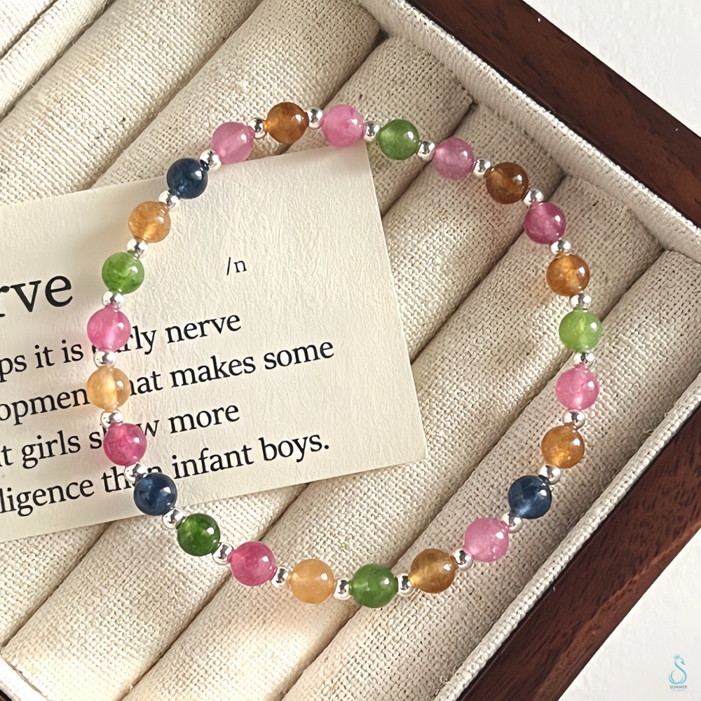 SUMMER 銀飾💫［925純銀］優化天然碧璽銀珠手串 晶石手鍊 純銀手鍊  晶石能量手鏈-細節圖5