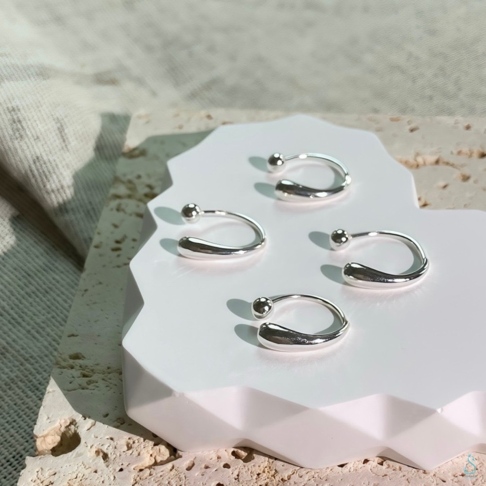 SUMMER 銀飾💫［999足銀］ <耳畔光影>水滴造型鎖珠式耳環 純銀耳環 純銀飾品-細節圖6