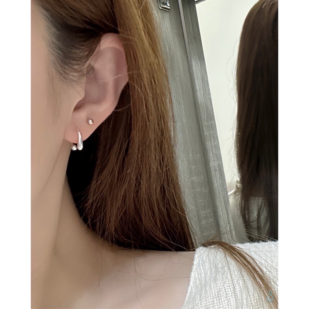 SUMMER 銀飾💫［999足銀］ <耳畔光影>水滴造型鎖珠式耳環 純銀耳環 純銀飾品-細節圖9