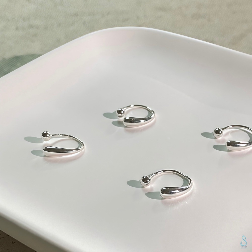 SUMMER 銀飾💫［999足銀］ <耳畔光影>水滴造型鎖珠式耳環 純銀耳環 純銀飾品-細節圖3