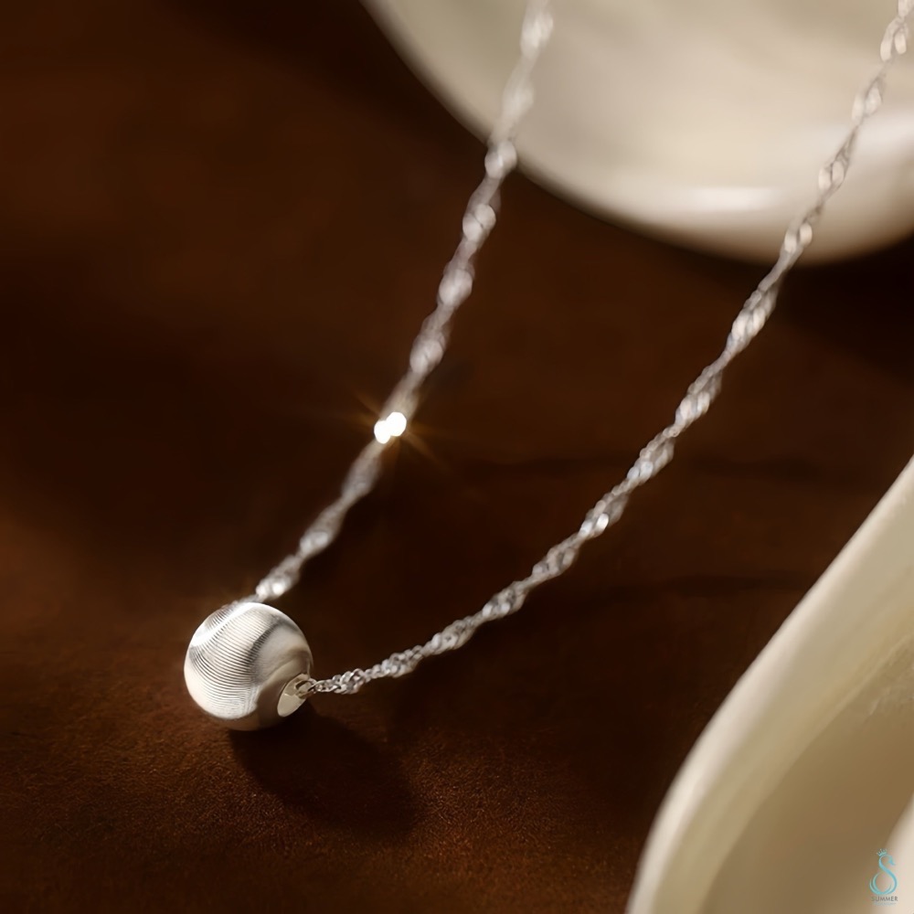SUMMER 銀飾💫［925純銀］閃亮<光感貓眼>水波紋項鏈 純銀項鏈 鎖骨項鏈 純銀飾品-細節圖2
