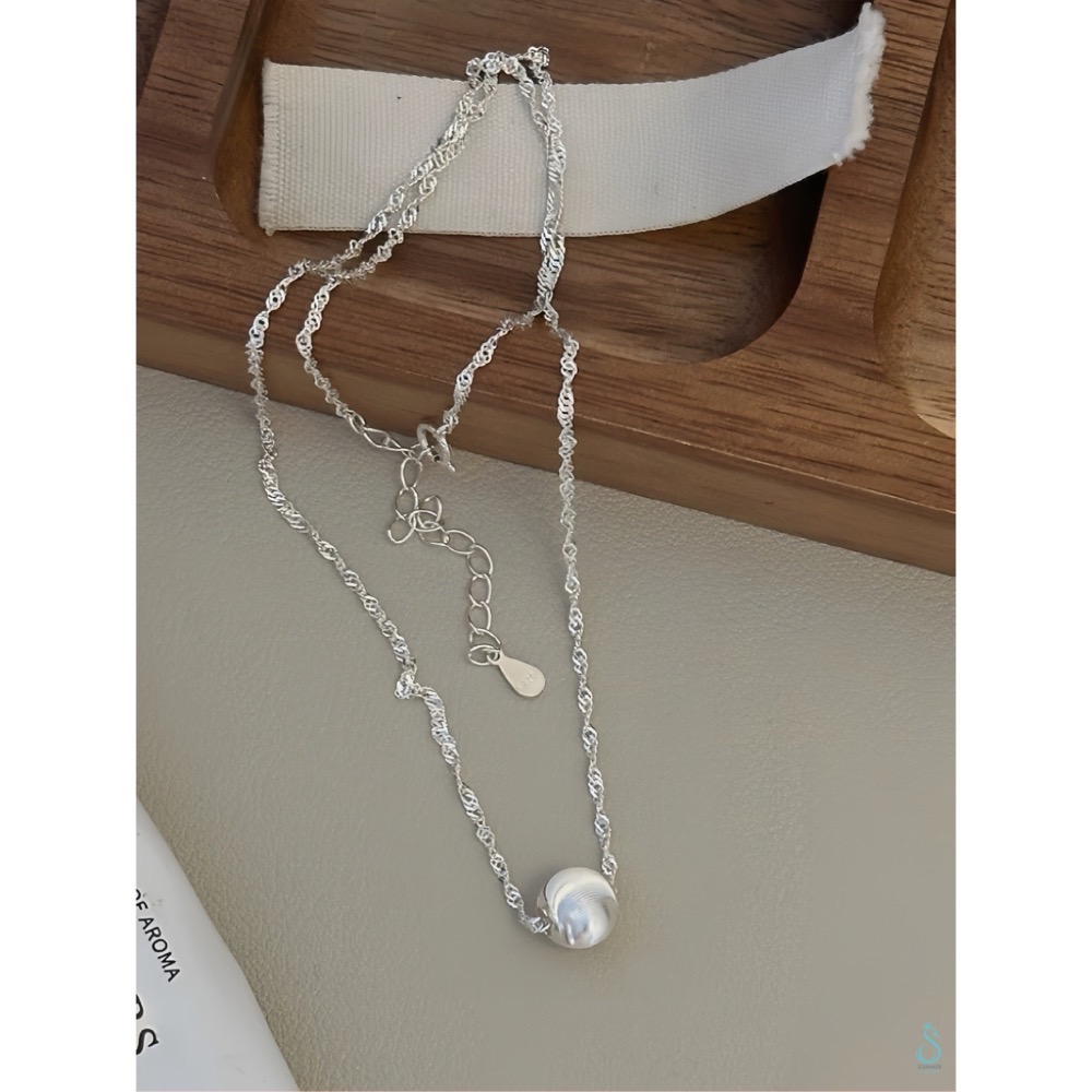 SUMMER 銀飾💫［925純銀］閃亮<光感貓眼>水波紋項鏈 純銀項鏈 鎖骨項鏈 純銀飾品-細節圖6