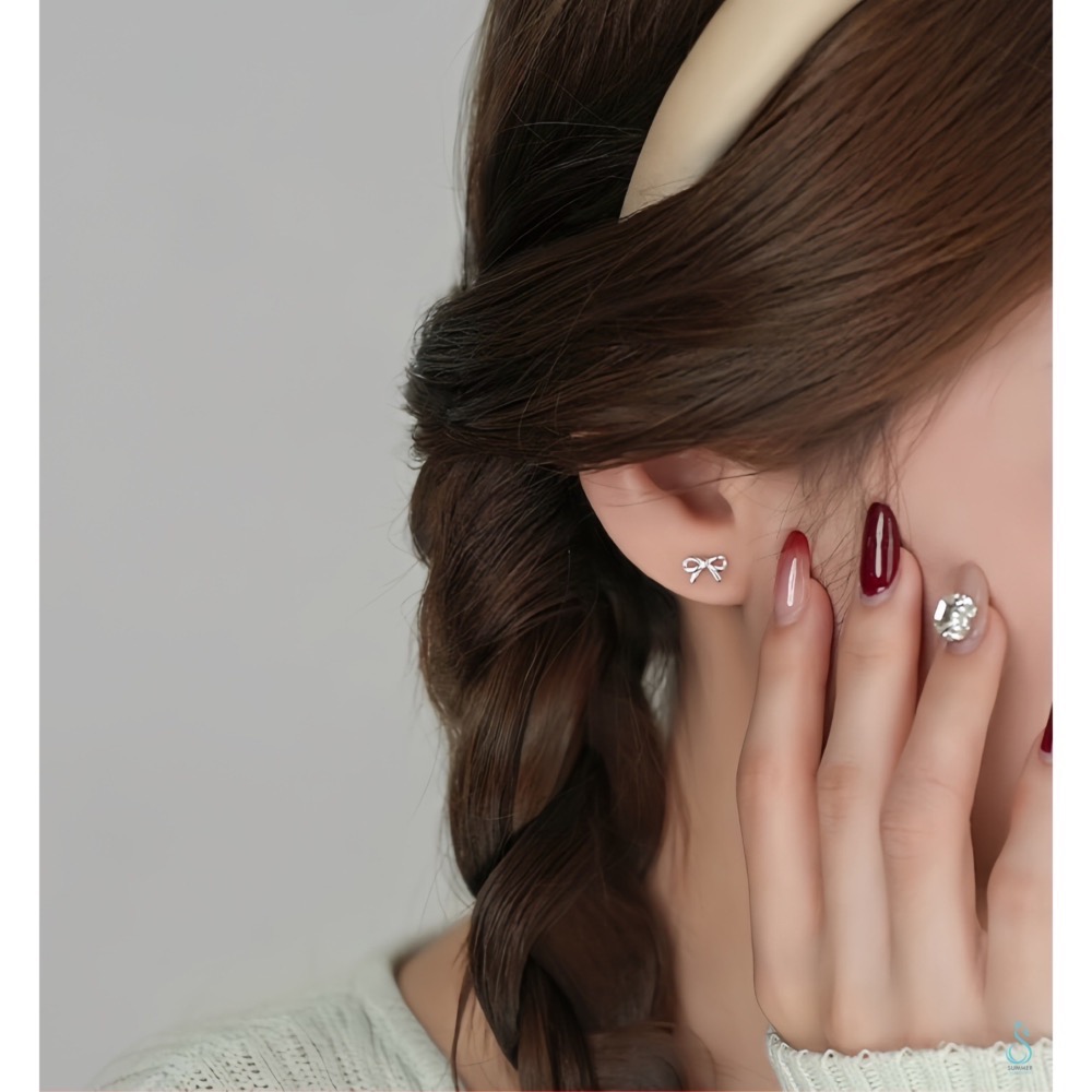 SUMMER 銀飾💫［999足銀］迷你養耳<微甜蝴蝶結>純銀耳環 簡約百搭 純銀飾品-細節圖8