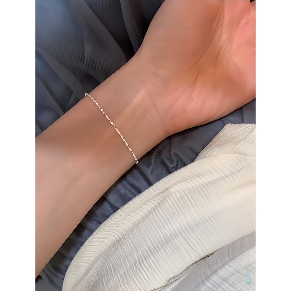 SUMMER 銀飾💫［925純銀］<細閃微光>精緻小方塊手鏈 純銀手鍊 純銀飾品-細節圖3