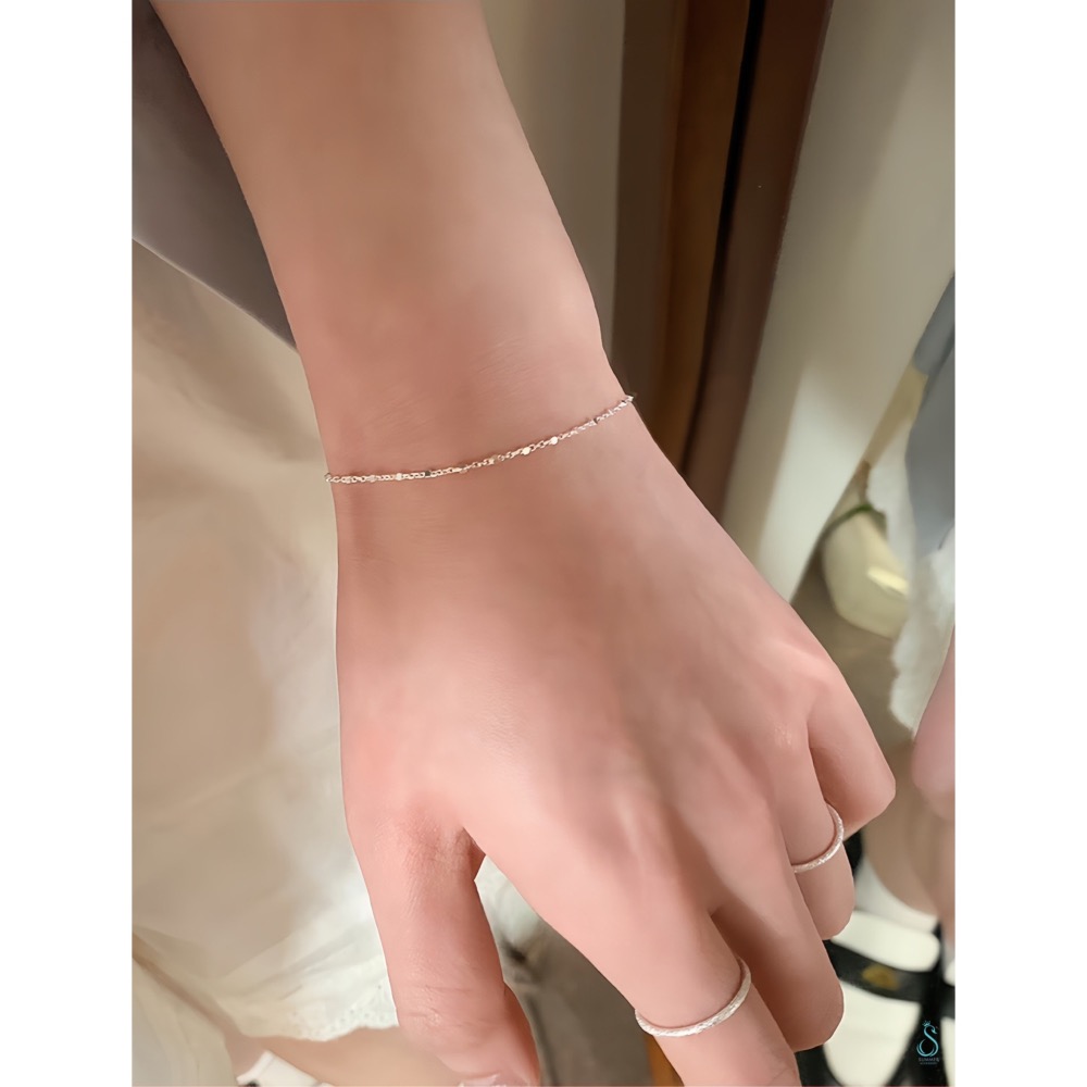 SUMMER 銀飾💫［925純銀］<細閃微光>精緻小方塊手鏈 純銀手鍊 純銀飾品-細節圖6