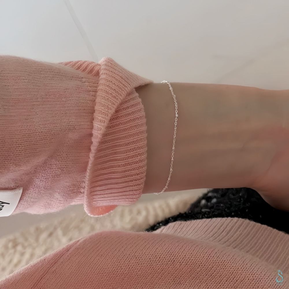 SUMMER 銀飾💫［925純銀］<細閃微光>精緻小方塊手鏈 純銀手鍊 純銀飾品-細節圖9