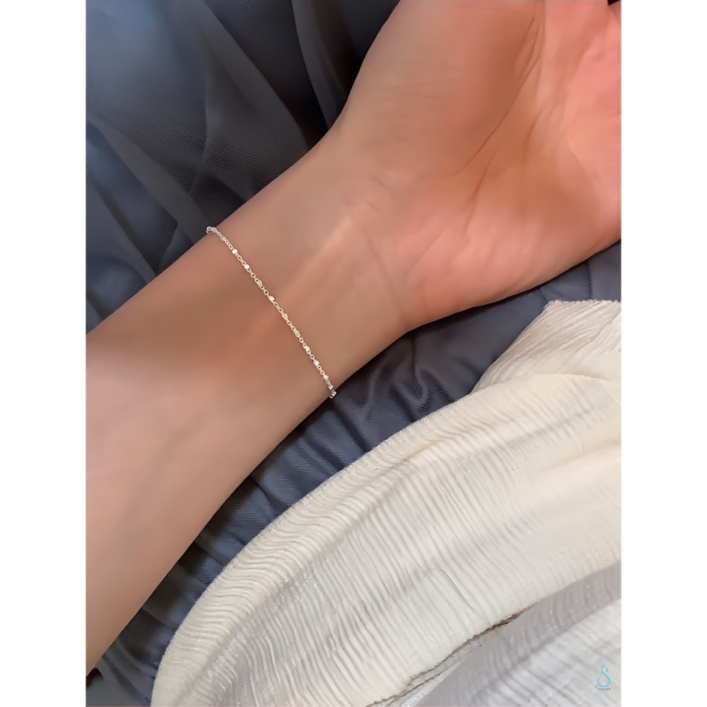 SUMMER 銀飾💫［925純銀］<細閃微光>精緻小方塊手鏈 純銀手鍊 純銀飾品-細節圖3