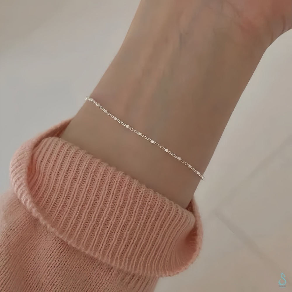 SUMMER 銀飾💫［925純銀］<細閃微光>精緻小方塊手鏈 純銀手鍊 純銀飾品-細節圖8