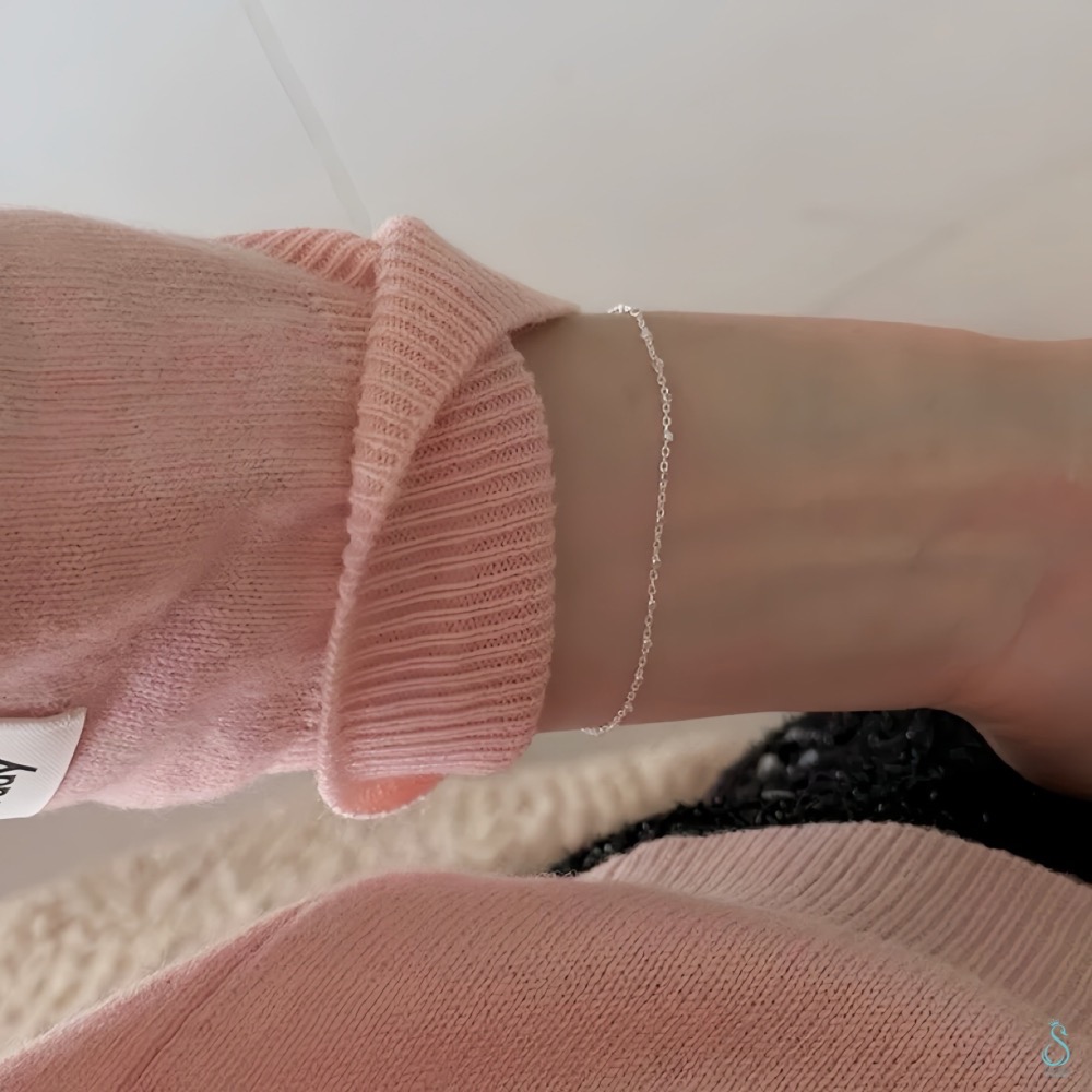 SUMMER 銀飾💫［925純銀］<細閃微光>精緻小方塊手鏈 純銀手鍊 純銀飾品-細節圖9