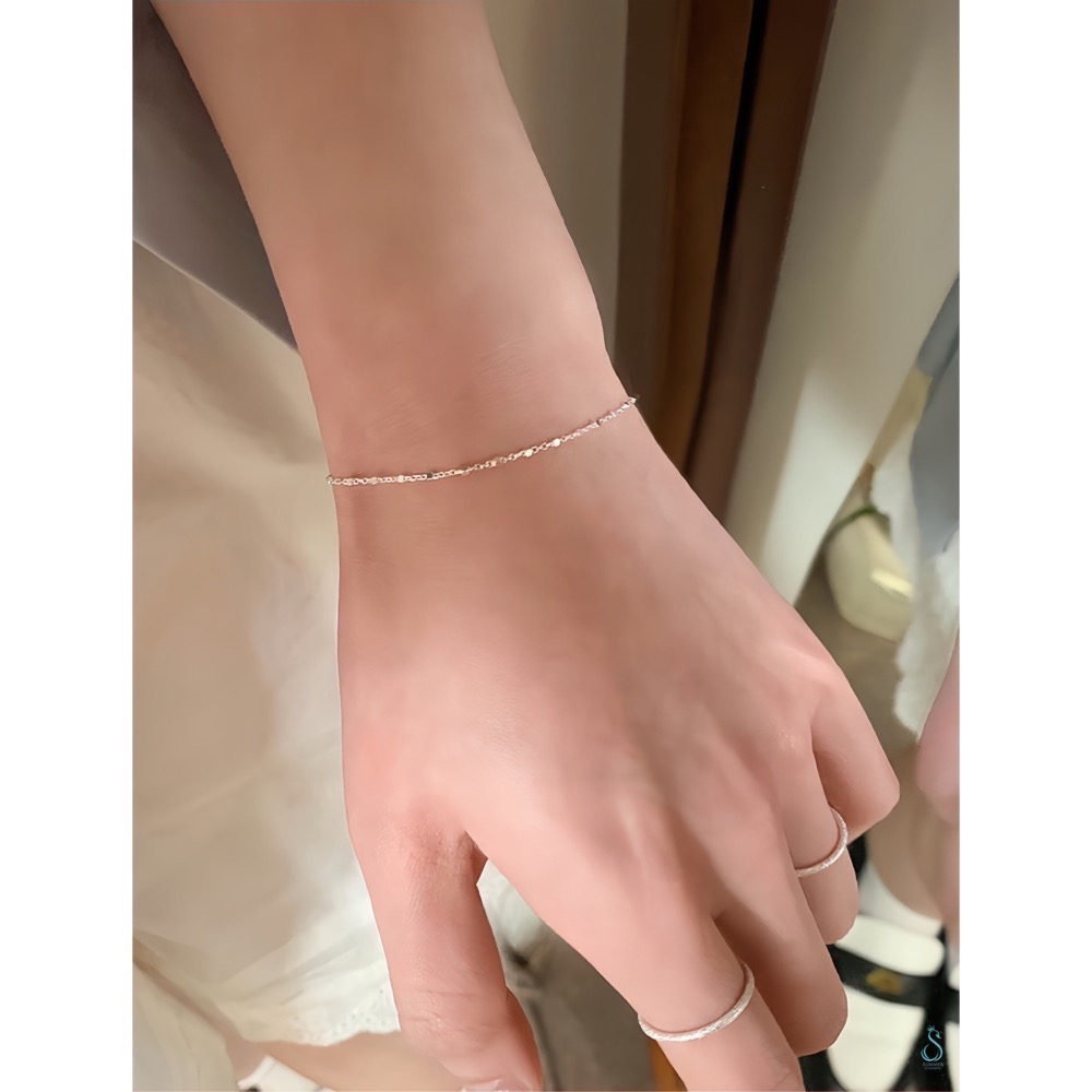 SUMMER 銀飾💫［925純銀］<細閃微光>精緻小方塊手鏈 純銀手鍊 純銀飾品-細節圖6