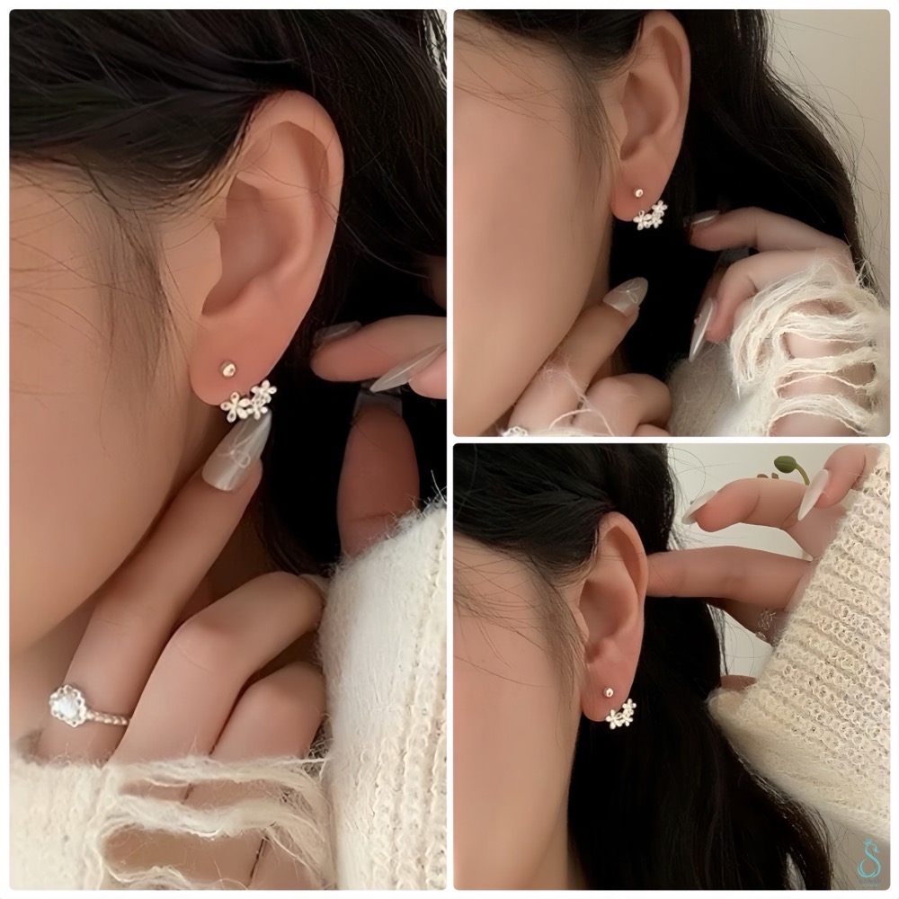 SUMMER 銀飾💫［999足銀］<耳畔花語>螺紋轉珠耳環 鎖珠式耳環 純銀耳環 純銀飾品-細節圖4