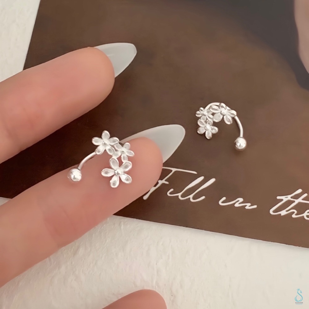 SUMMER 銀飾💫［999足銀］<耳畔花語>螺紋轉珠耳環 鎖珠式耳環 純銀耳環 純銀飾品-細節圖2