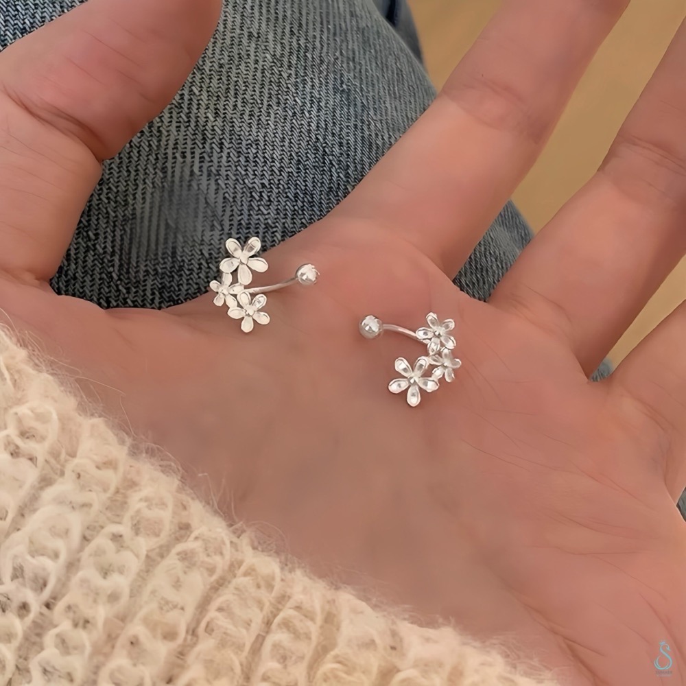 SUMMER 銀飾💫［999足銀］<耳畔花語>螺紋轉珠耳環 鎖珠式耳環 純銀耳環 純銀飾品-細節圖9