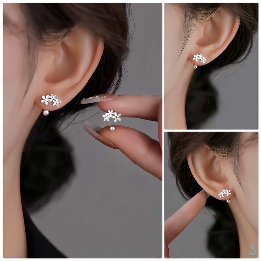 SUMMER 銀飾💫［999足銀］<耳畔花語>螺紋轉珠耳環 鎖珠式耳環 純銀耳環 純銀飾品-細節圖8