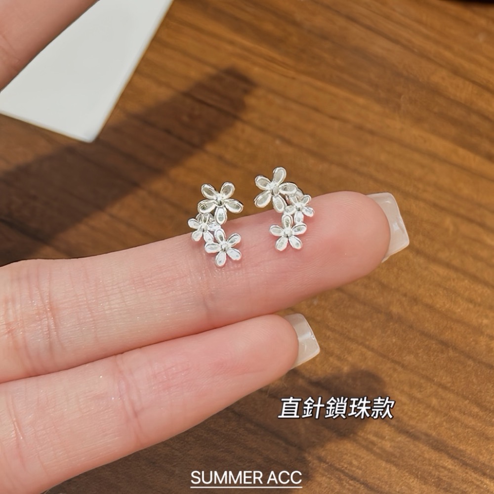SUMMER 銀飾💫［999足銀］<耳畔花語>螺紋轉珠耳環 鎖珠式耳環 純銀耳環 純銀飾品-細節圖5