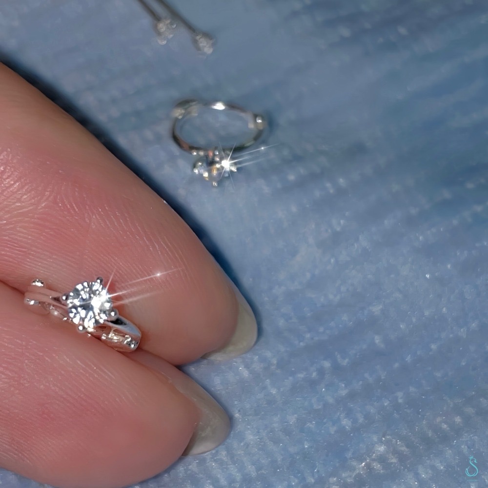 SUMMER 銀飾💫［999足銀］迷你貼耳 四爪閃鑽純銀耳環 耳扣耳環 純銀飾品-細節圖10