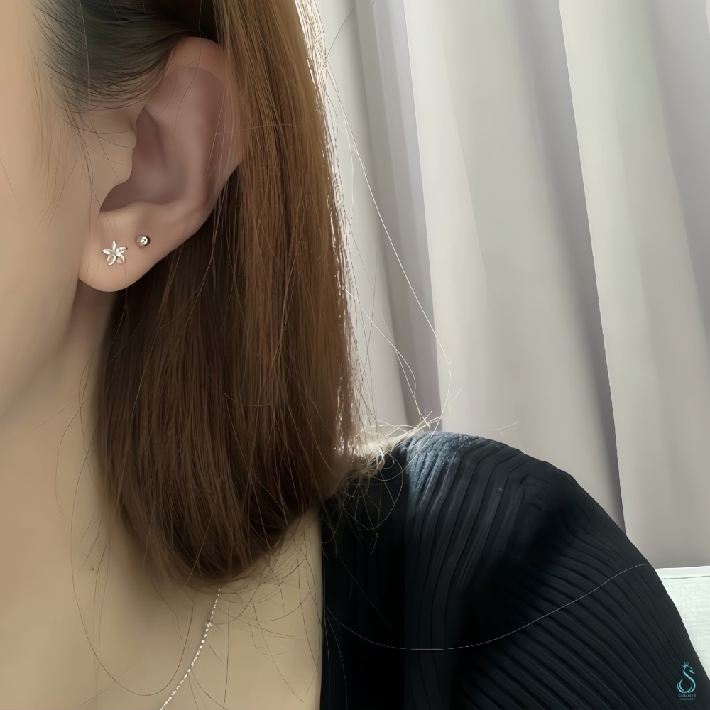 SUMMER 銀飾💫［925純銀］<秘境花語>立體花朵造型純銀耳環 純銀飾品-細節圖4