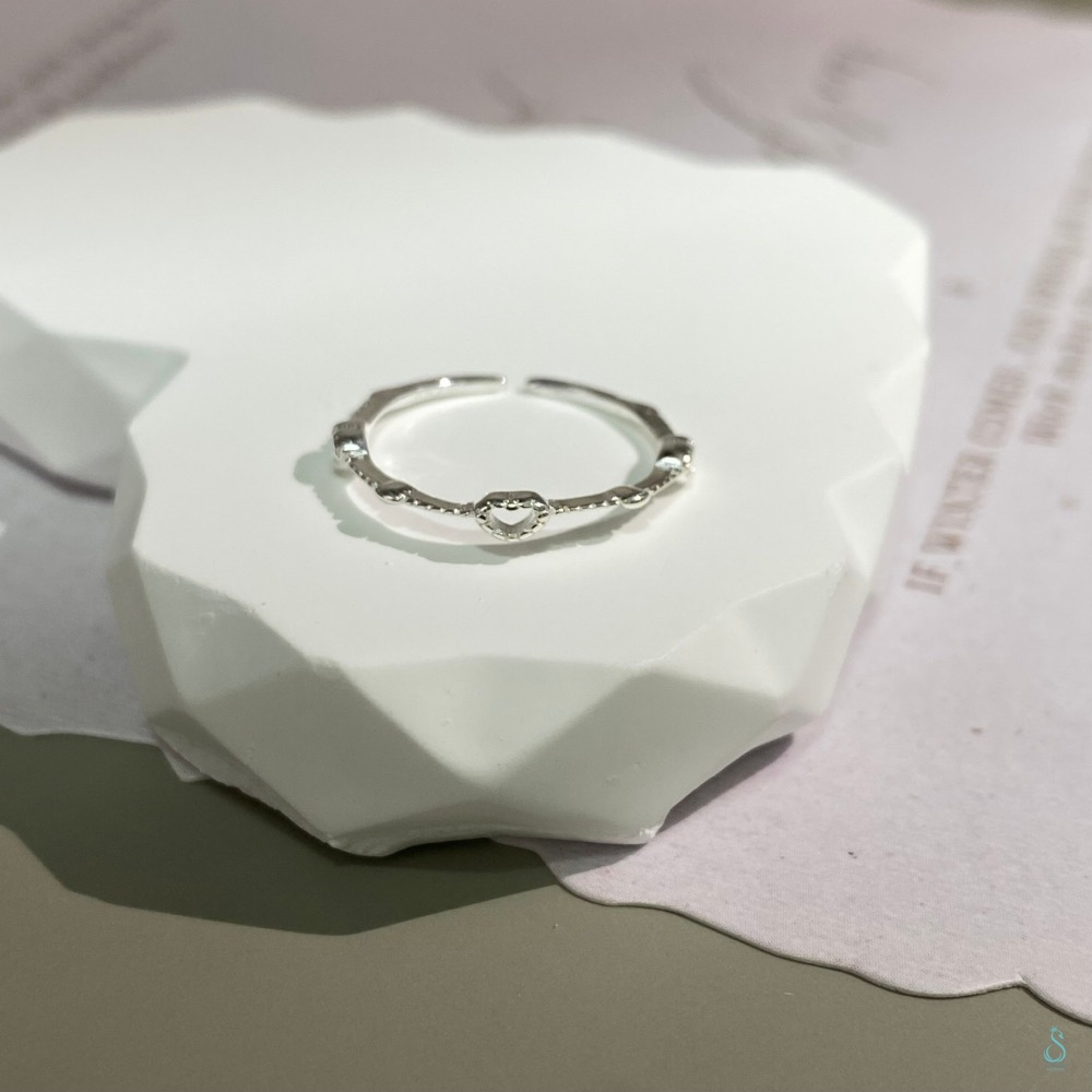 SUMMER 銀飾💫［925純銀］<編織的心願>極細線戒 愛心戒指 純銀戒指 純銀飾品-細節圖6