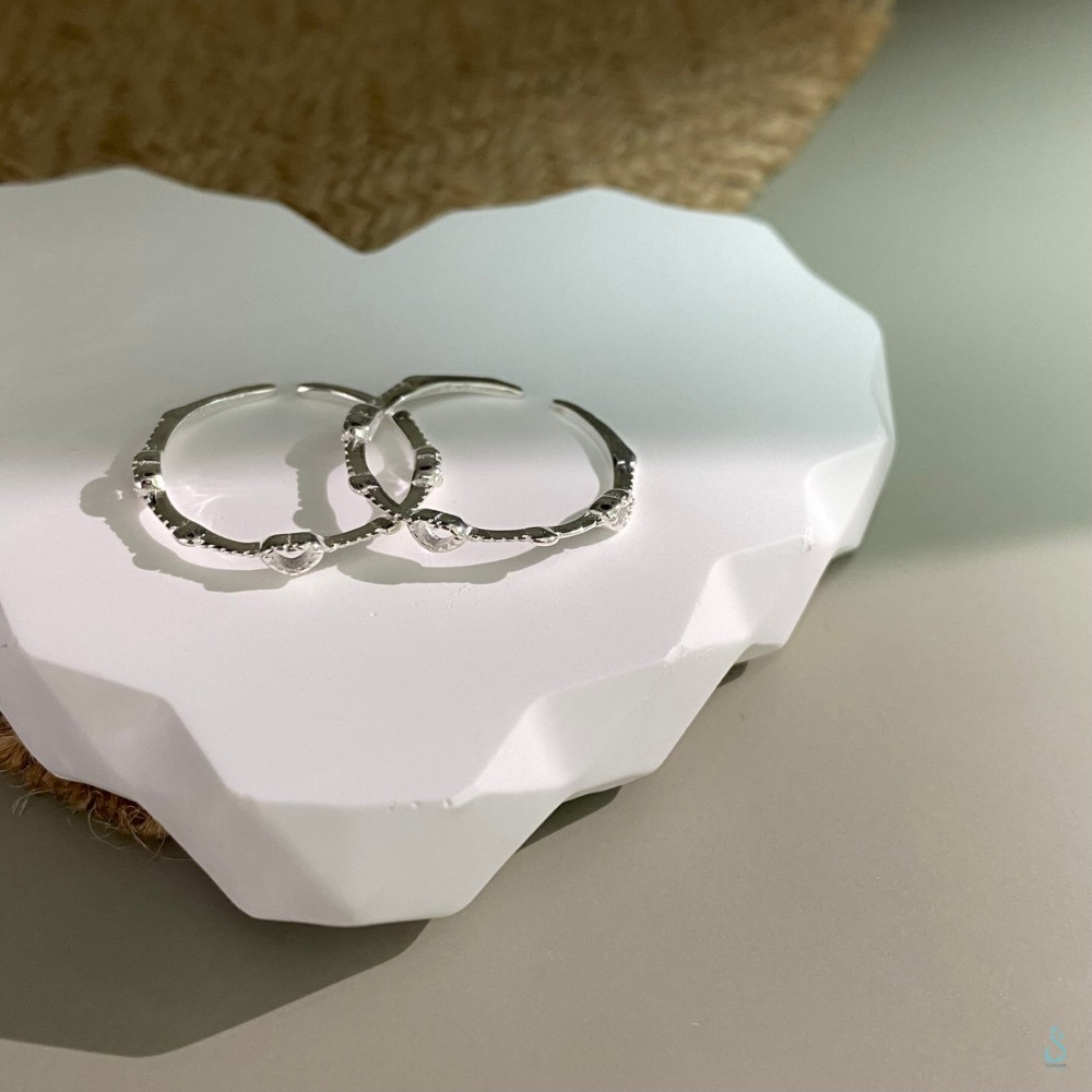 SUMMER 銀飾💫［925純銀］<編織的心願>極細線戒 愛心戒指 純銀戒指 純銀飾品-細節圖2