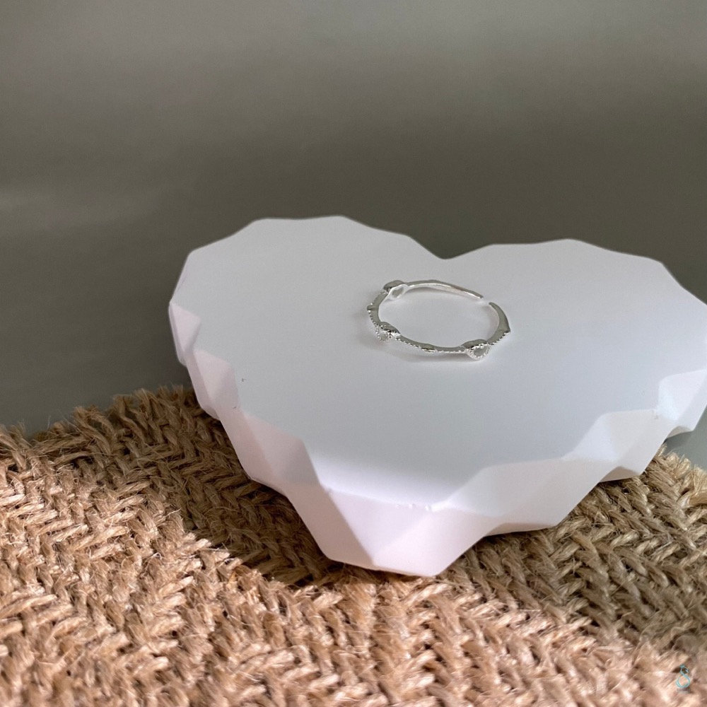 SUMMER 銀飾💫［925純銀］<編織的心願>極細線戒 愛心戒指 純銀戒指 純銀飾品-細節圖3