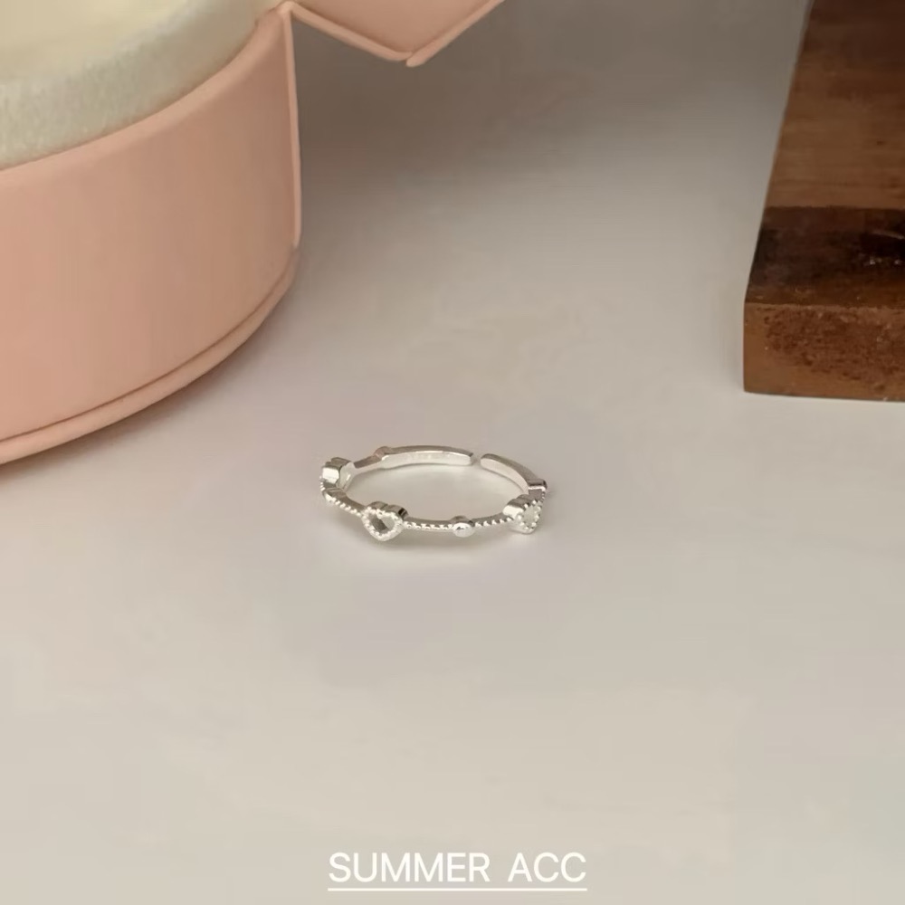 SUMMER 銀飾💫［925純銀］<編織的心願>極細線戒 愛心戒指 純銀戒指 純銀飾品-細節圖2