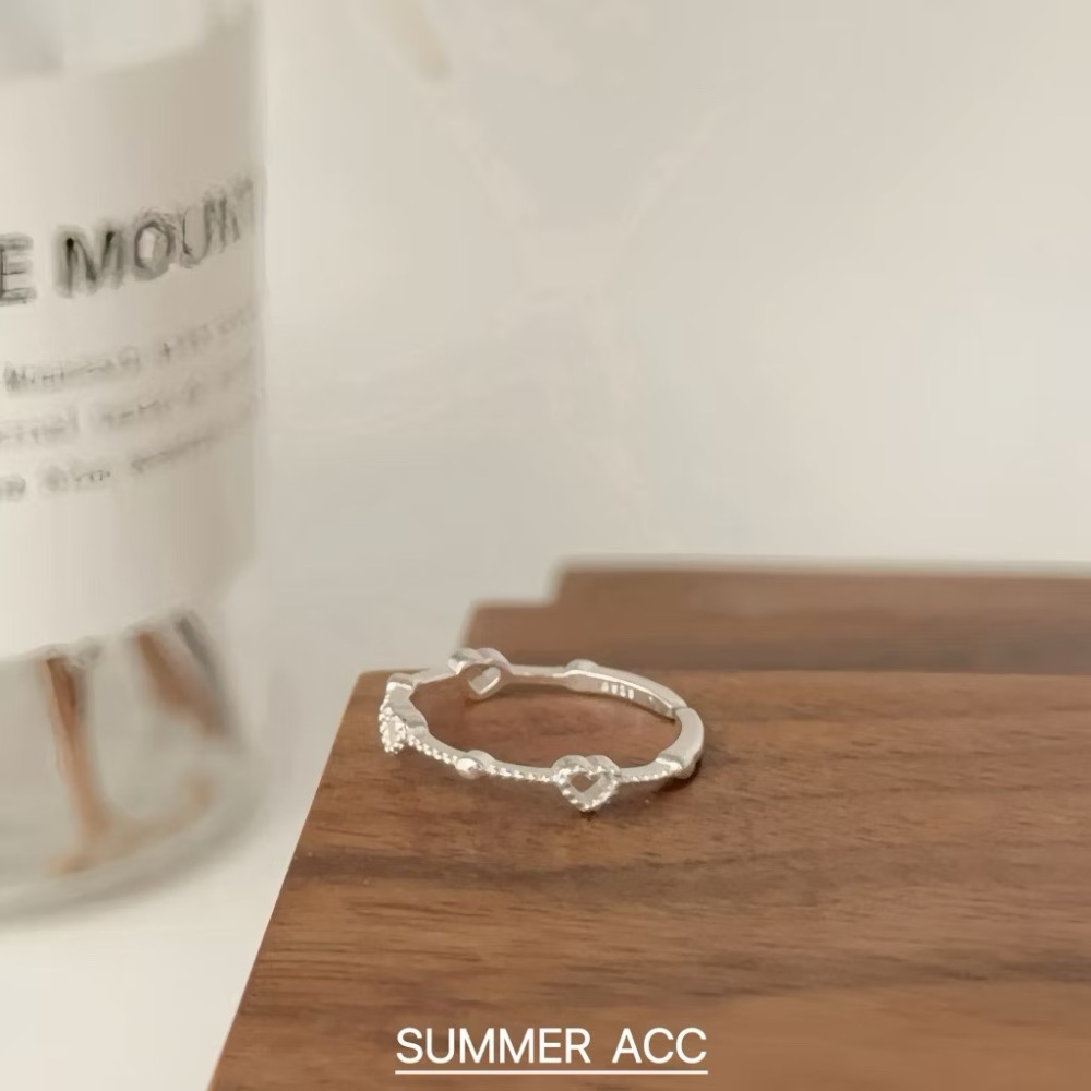 SUMMER 銀飾💫［925純銀］<編織的心願>極細線戒 愛心戒指 純銀戒指 純銀飾品-細節圖6