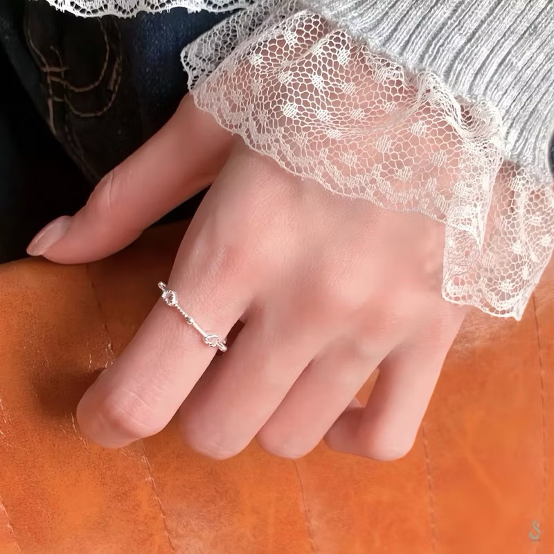 SUMMER 銀飾💫［925純銀］<編織的心願>極細線戒 愛心戒指 純銀戒指 純銀飾品-細節圖7