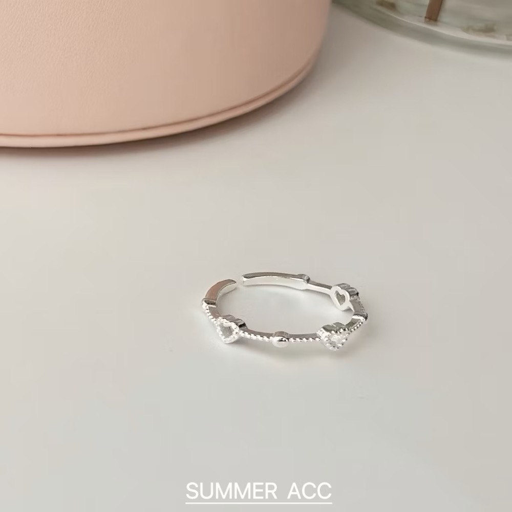 SUMMER 銀飾💫［925純銀］<編織的心願>極細線戒 愛心戒指 純銀戒指 純銀飾品-細節圖9