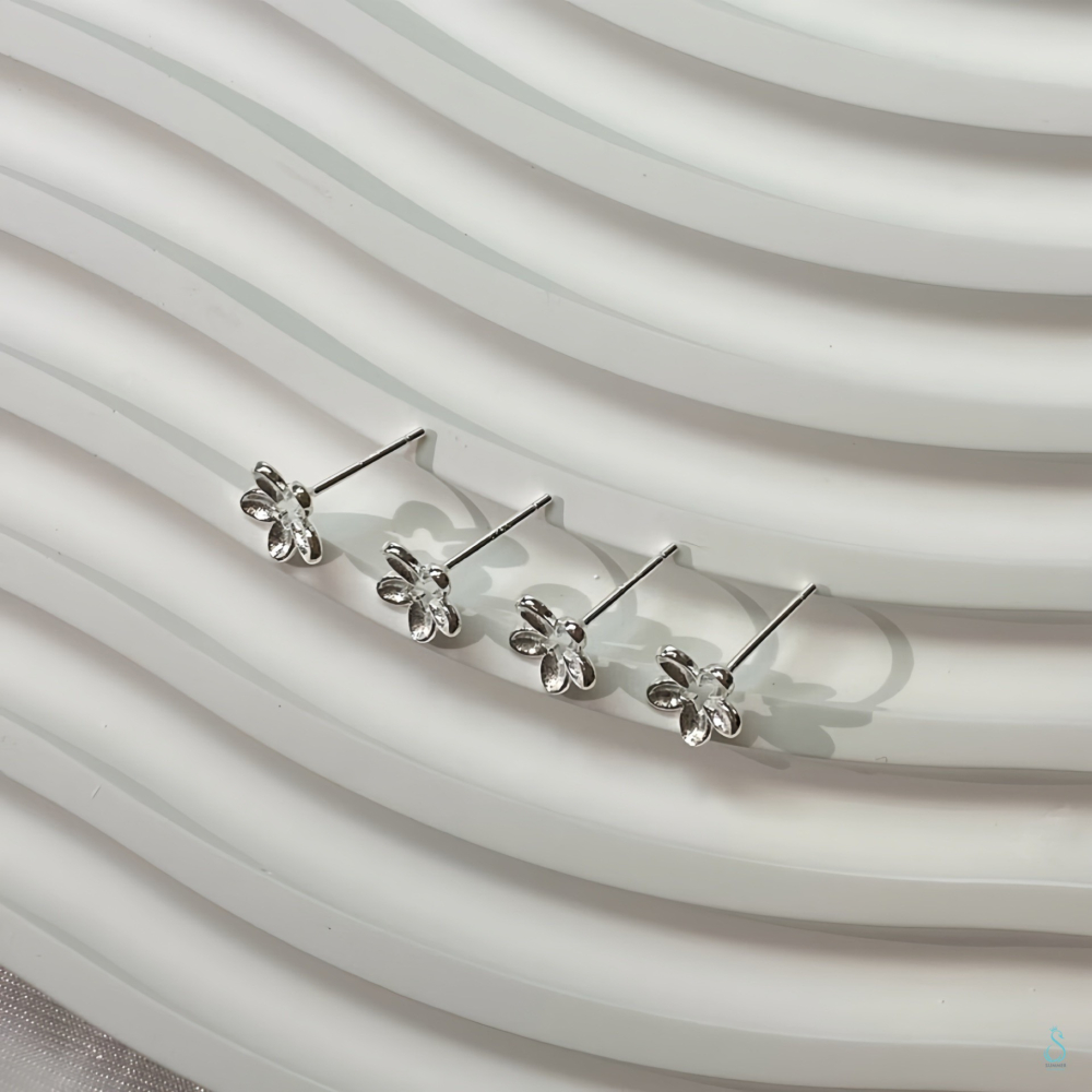 SUMMER 銀飾💫［925純銀］<光影花語>純銀耳環 立體小花 花朵 養耳純銀飾品-細節圖5