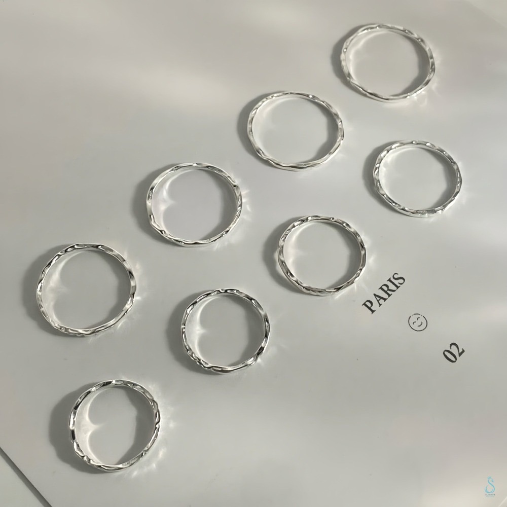 SUMMER 銀飾💫［925純銀］<微光印記>純銀戒 線戒 細戒 尾戒 可佩戴洗澡睡覺 多尺寸純銀戒指 純銀飾品-細節圖2