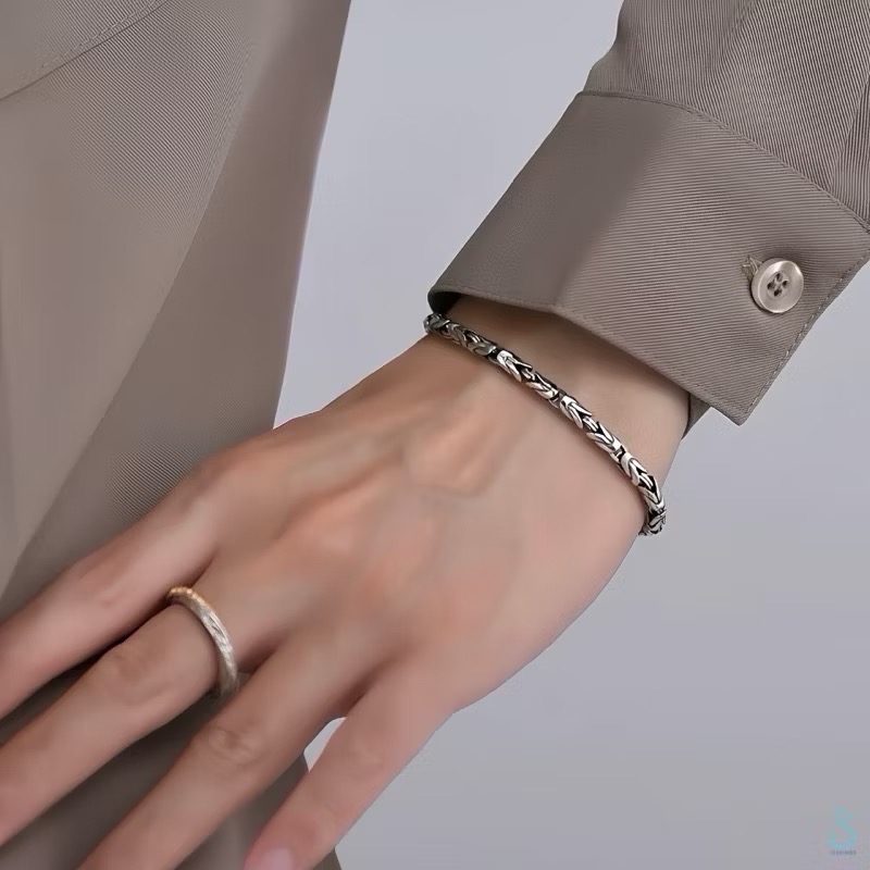 SUMMER 銀飾💫［925純銀］泰銀 六字箴言平安紋手鏈 男女皆適 轉運 / 開運 / 避邪 / 保平安 情侶純銀手-細節圖4