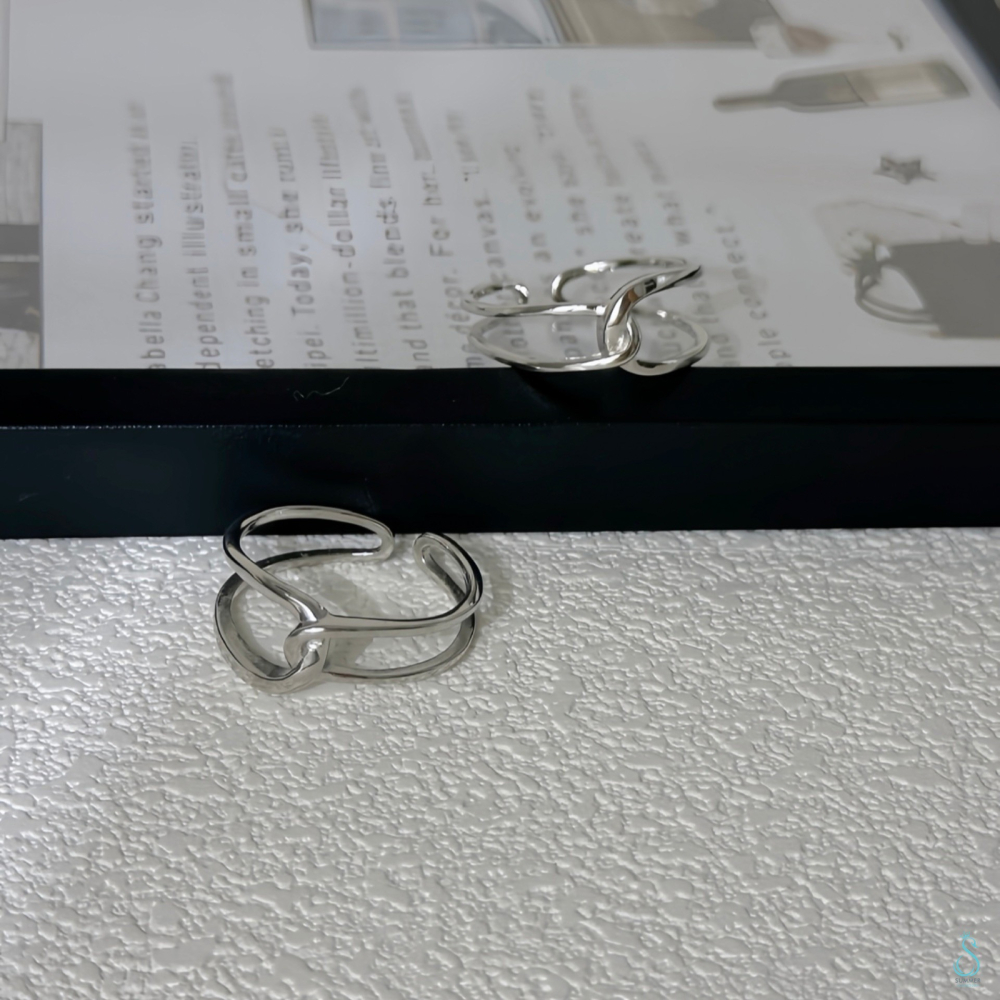 SUMMER韓 銀飾💫［925純銀］寬戒 時尚百搭<極簡銀線>純銀戒指 正韓 可調式 開口戒 純銀飾品-細節圖7