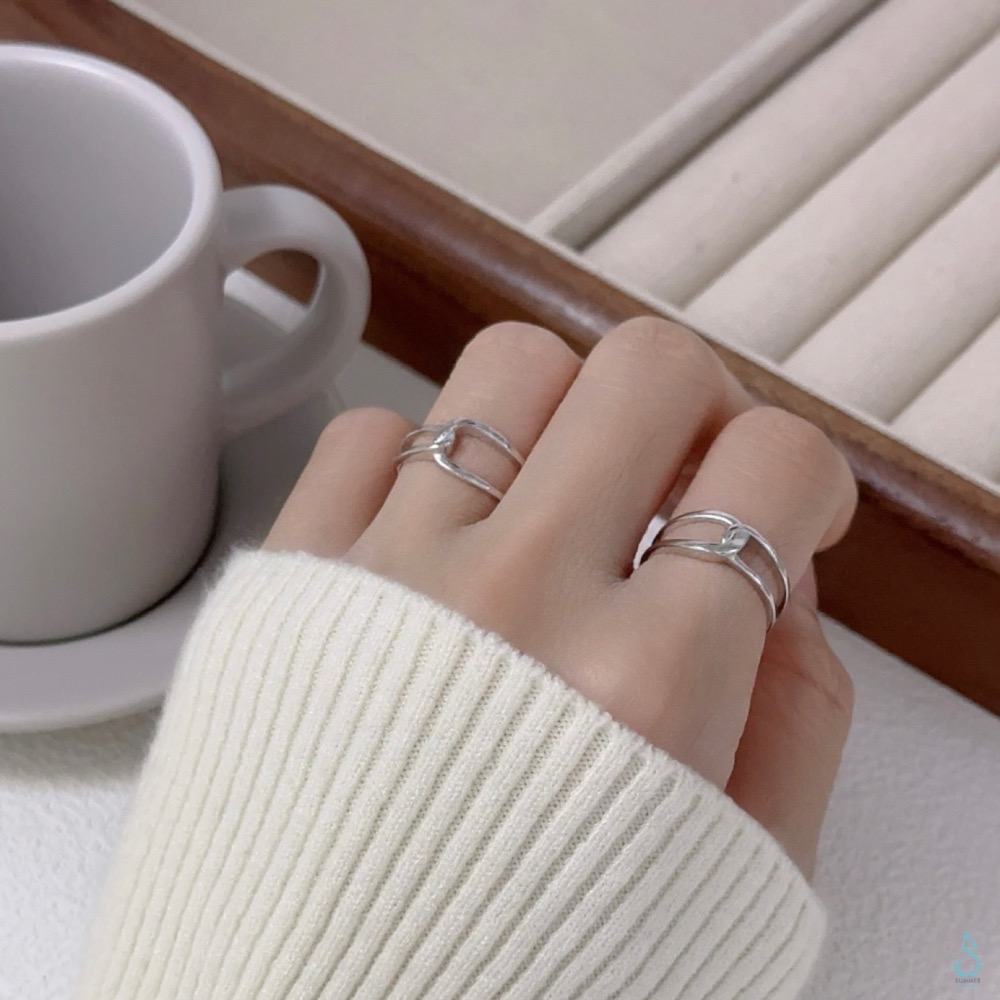 SUMMER韓 銀飾💫［925純銀］寬戒 時尚百搭<極簡銀線>純銀戒指 正韓 可調式 開口戒 純銀飾品-細節圖9