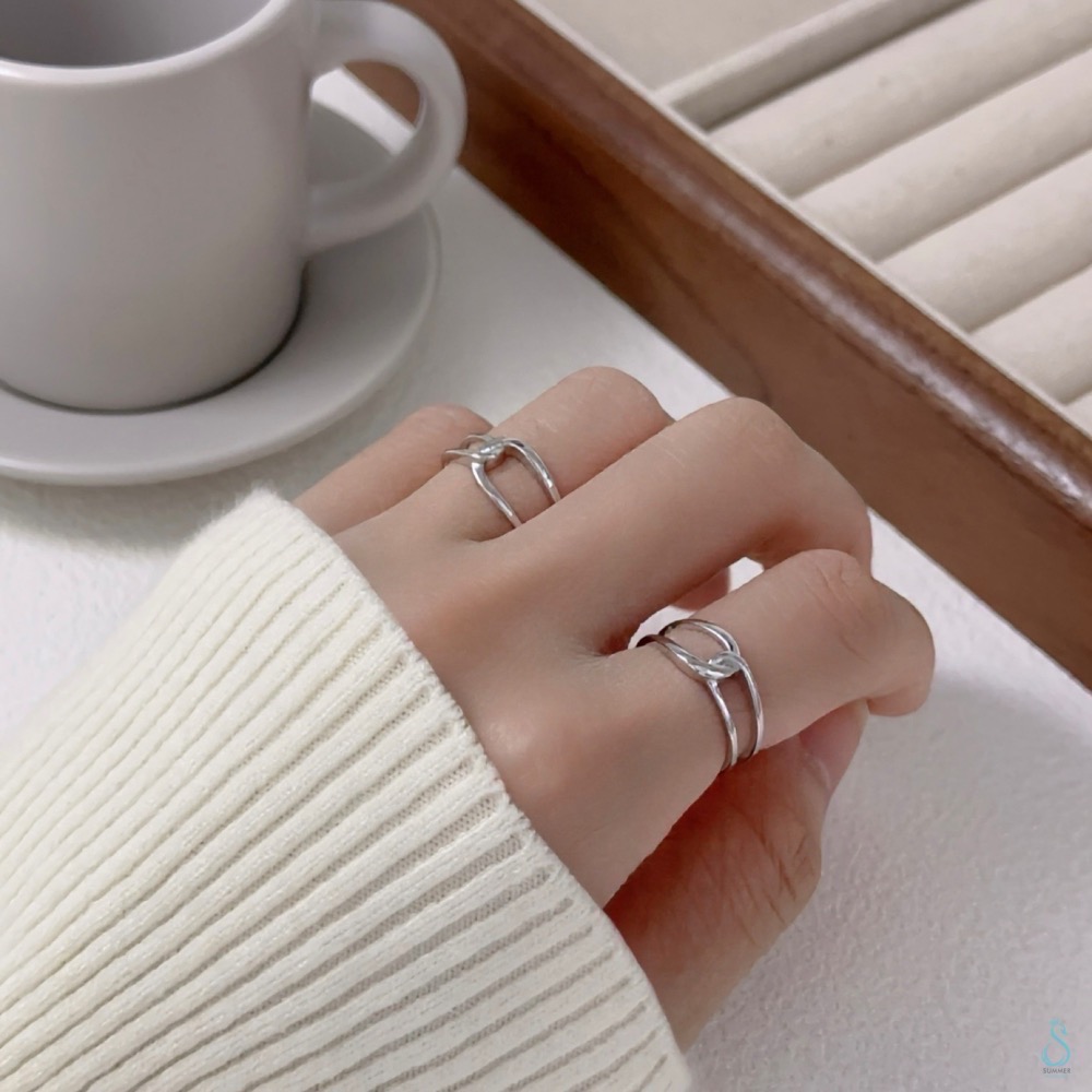 SUMMER韓 銀飾💫［925純銀］寬戒 時尚百搭<極簡銀線>純銀戒指 正韓 可調式 開口戒 純銀飾品-細節圖2