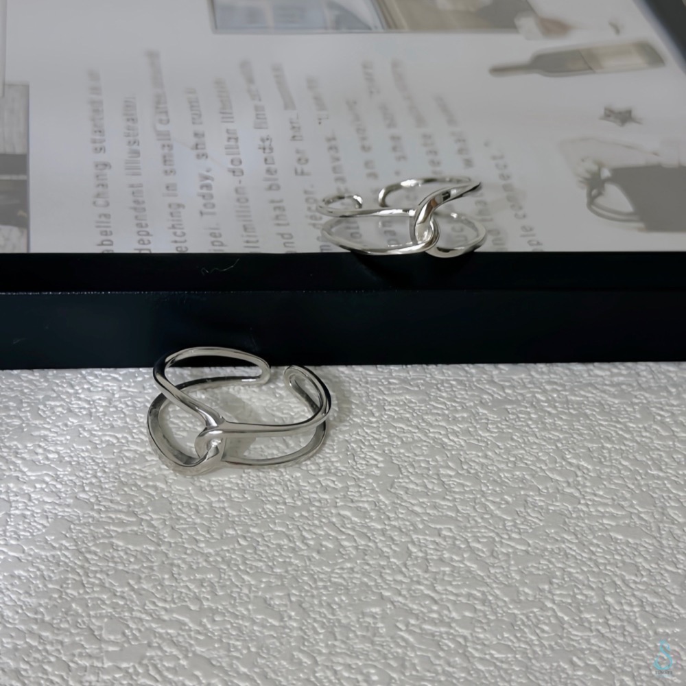 SUMMER韓 銀飾💫［925純銀］寬戒 時尚百搭<極簡銀線>純銀戒指 正韓 可調式 開口戒 純銀飾品-細節圖7