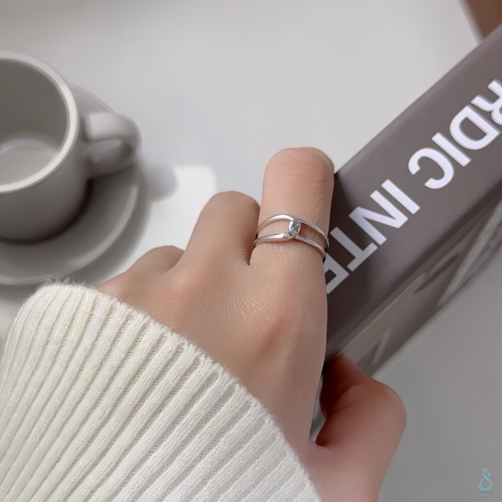 SUMMER韓 銀飾💫［925純銀］寬戒 時尚百搭<極簡銀線>純銀戒指 正韓 可調式 開口戒 純銀飾品-細節圖8