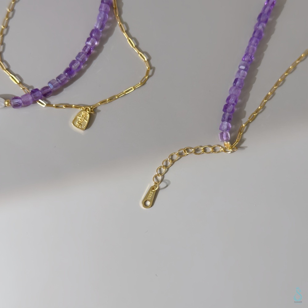 SUMMER 銀飾💫［925純銀］🦋 仙氣爆棚 天然紫水晶<柔光蝶語>全純銀鍍18K金 夢幻蝴蝶 純銀手鏈-細節圖7