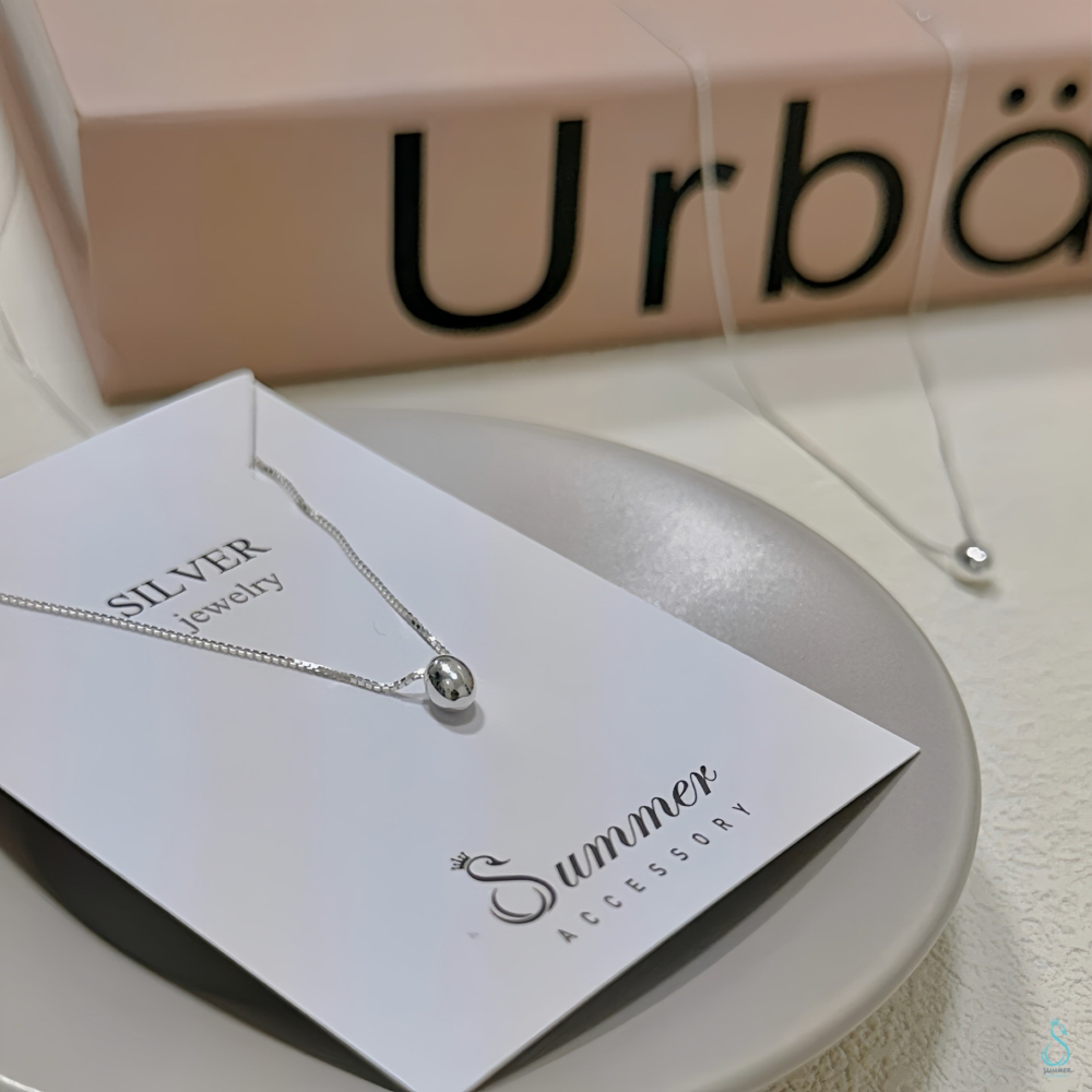 SUMMER 韓飾💫［925純銀］氣質閃耀<小銀豆項鏈>正韓 實心立體銀豆 純銀項鍊 鎖骨鏈 簡約 百搭 純銀飾品-細節圖7