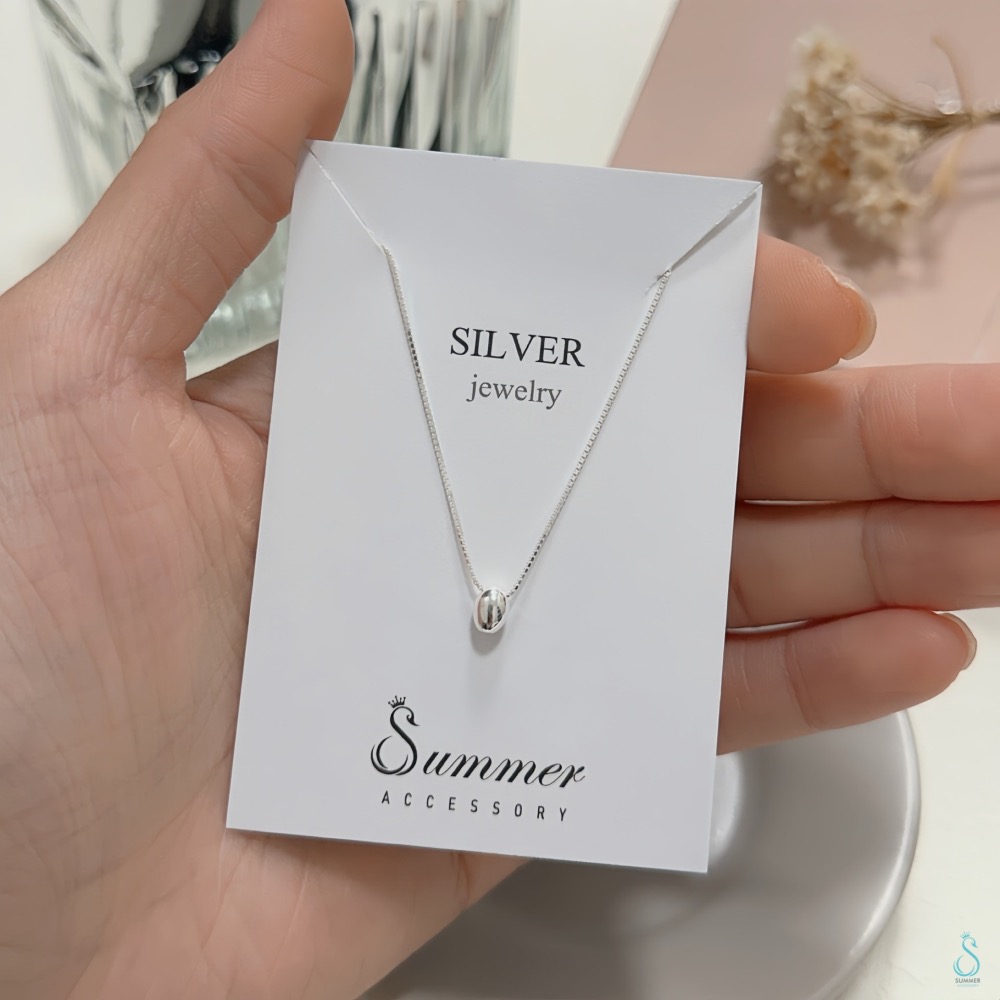 SUMMER 韓飾💫［925純銀］氣質閃耀<小銀豆項鏈>正韓 實心立體銀豆 純銀項鍊 鎖骨鏈 簡約 百搭 純銀飾品-細節圖5