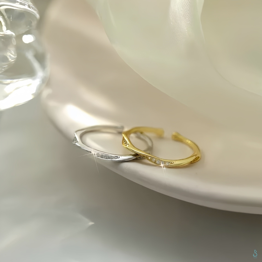 SUMMER 銀飾💫［925純銀］<心動軌跡>微鑲鑽戒 純銀戒指 純銀飾品-細節圖4